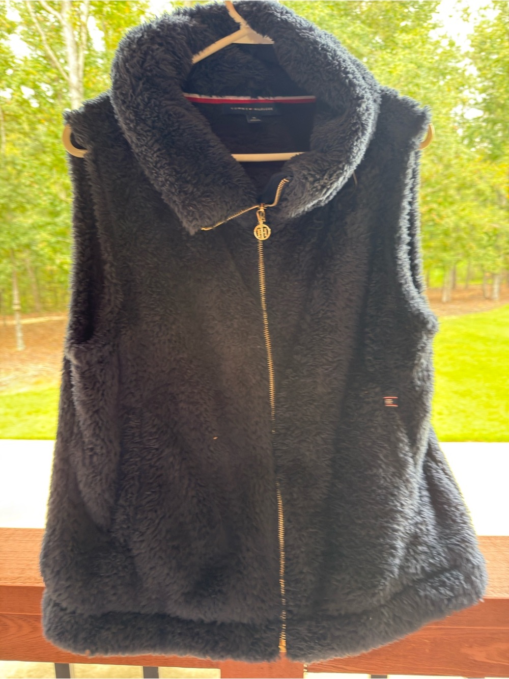 Tommy Hilfiger Black Plush Sherpa Zip Vest